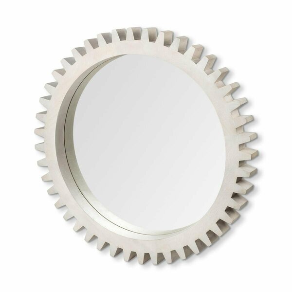 Homeroots 35.5 in. Round White Wood Frame Wall Mirror 376433